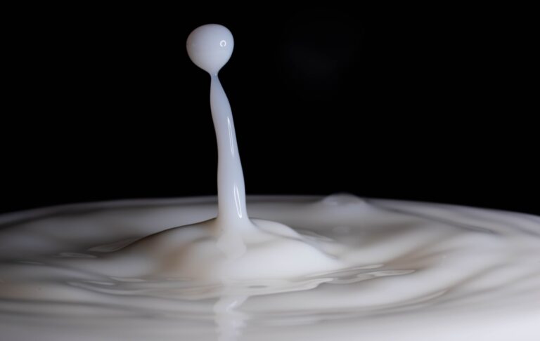 a white liquid splashing into a black background